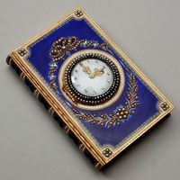 Swiss early 19th century gold enameled and jeweled with diamonds and seed pearls