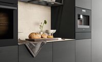 Slate grey oak and plaster gres Mutina | Worktop: Mutina | Plinth: Urban |