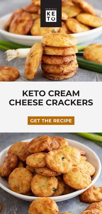 Next time you're craving cheez-its whip up some homemade cream cheese crackers. They're gluten free, flavorful, incredibly tasty, and keto-friendly. #keto #KetoRecipes #KetoLifestyle #PerfectKeto