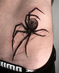 BLAIR on Instagram: "Spider for Denzil! Happy Halloween, be safe tonight! 👻 Made at @besame.tattoo . . . . #tattoo #tattooapprentice #tattooartist #montrealtattoo #mtltattoo #montrealtattooartist #canadatattoo #queertattooartist #spidertattoo #stomachtattoo #blackwidowtattoo"