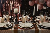 Ma table jour de l'an -> Jolies fêtes Décoration de table noire et or rose