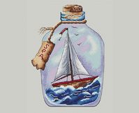 Ship in the Bottle Cross Stitch Pattern Stormy Sea Cross - Etsy