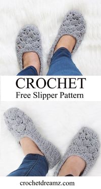 This one hour slipper will be your go to crochet pattern for slippers. This free pattern for women is designed using simple shell stitches and is easy and quick to crochet. The beginner friendly tutorial will help you make a pair of ballet style slippers in no time. #crochetslippers, #crochetslippersfreepattern, #crochetslipperseasy, #freecrochetslipper, #onehourcrochetslipper