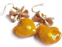 Kawaii Heart Pancakes Earrings by the kawaii jewelry brand Sweet Dolly House.