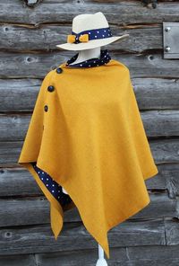 Harriet Hoot Yellow Polka Dot Harris Tweed Cape