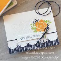 Well, the sun finally came back out in St. Paul and I stamped a sunny looking Mango Melody with Granny Apple Green get well card .... with definite contrasting accents of Night of Navy.