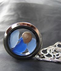 Porthole sea glass locket in blues | Sea Glass Jewelry from Sea Glass Designs