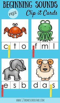 FREE Beginning Sounds Clip it Cards are a great way to help toddler, preschool and kindergarten age children who are beginning to learn letters and their sounds practice in a fun way (phonics, homeschool, preschooler)