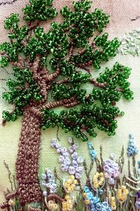 Beaded Tree - great example of embroidery and beads!