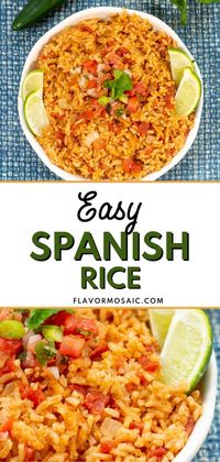 This easy Spanish rice (or Mexican rice) is a bold homemade rice recipe that's the perfect side to any Mexican recipe. The bold Mexican flavors come together surprisingly quickly with minimal effort! A flavorful, fast, and easy side - you can't beat that! Click through for all my tips and tricks and make this your new favorite table addition.