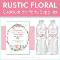 Rustic Floral Graduation Party Supplies | Digital Art Star