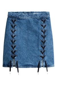 Denim skirt with lacing - Denim blue - Ladies | H&M GB 2