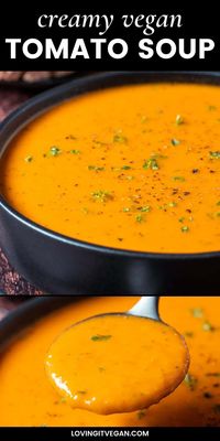 This vegan tomato soup is rich, creamy and the best tomato soup you've ever tasted. It's also hearty and satisfying and so easy to make. | lovingitvegan.com