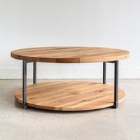 Round Modern Coffee Table with Lower Shelf – What WE Make
