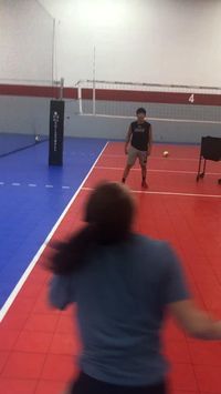 This is another one handed ball control drill to improve volleyball digging that we do in Breakfast Club class. Dig a ball to yourself with your forearm then with the same arm hit a down ball to your pepper partner. This is about getting as many reps and touches in a short amount of time as possible...until you can control the ball in the dig and the hit....so in case of an emergency when you have to dig a ball with one arm or hand..you've done it before