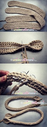 Tutorial manici per borsa uncinetto http://www.unideanellemani.it/come-fare-manici-per-borse-in-fettuccia