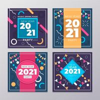 New year 2021 party instagram posts Free... | Free Vector #Freepik #freevector #new-year #party #instagram #celebration