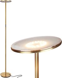Brightech Sky LED Floor lamp, Torchiere Super Bright Floor Lamp for Living Rooms & Offices - Dimmable, Tall Standing Lamp for Bedroom Reading - Gold Brass - - Amazon.com