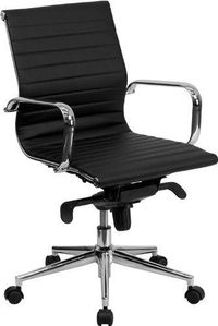 Executive Eames Style Modern Low Back Chair Ribbed PU leather with Arm Rest w/Tilt Adjustable SKU: ap1004-pu-bk High-Polished thick chromed alloy frame, arms and base, which ensures the base can resist a pressure of 250lb during stress testing #OfficeChairs #ModernFurniture #ArmChair #ManagersChair #DeskChair #ExecutiveChair #ErgonomicChair #ErgonomicOfficeChair #ComfyOfficeChairs