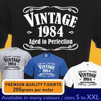 VINTAGE year 1984 aged to perfection swirls design by davesdisco, £9.95