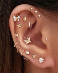 Crystal Pave Helix Piercing Cartilage Ring Tragus Hoop Clicker Ear Jewelry 16G – Impuria Ear Piercing Jewelry