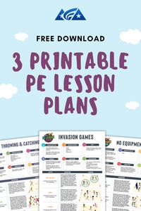 Attention PE Teachers! Download 3 printable PE lesson plans for Kindergarten to 8th grade!