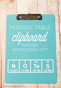 Need a gift for a favorite science teacher? This Periodic Table Clipboard Teacher Appreciation Gift is the perfect gender-neutral gift!
