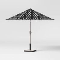 9' Round Spaced Stripe Patio Umbrella Black - Ash Pole - Project 62™ : Target