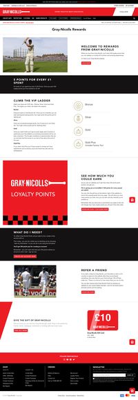 This explainer page from Gray-Nicolls does a great job of directing customers to each part of their program with clear organization and panel links.