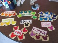 color words using mickey mouse disney paint samples from Menards or Home Depot. Busy Bag