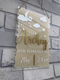 - Personalised and made to order - Girls / Boys names - Various background colours available - Design to your liking or we can do this for you - A4 or A5 sizes available (image is A4 size) - Acrylic material - Come with leg stands or holes drilled - UK delivery
