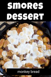 S'mores Dessert is a pull apart monkey bread recipe that's easy to make with frozen bread dough. It's baked in a caramel sauce and loaded with marshmallows chocolate. It's a great no so healthy breakfast or a dessert. This is a great indoor smores recipe. #indoorsmores #smores #monkeybread