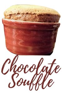Chocolate Soufflé for Two - An easy chocolate, celebration dessert. Fresh fruit served with the soufflé makes them extra special. #souffle #chocolatesouffle #celebrationdessert #chocolate #funinthekitchen via @BooksCooksLooks