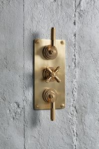 Landmark Industrial trim set for thermostatic valve in the finish urban brass