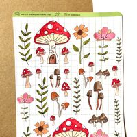 Get creative planning your days in your bullet journal or planner with this aesthetic cottagecore sticker sheet! My hand drawn illustrations are designed to bring a smile to your face and increase motivation for planning your months, weeks, and days. #cottagecorestickers #bujostickers #mushroomstickers #plantstickers #aestheticstickers