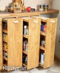 DIY: Workshop Rollouts - heres an awesome way to organize your garage! This tutorial shows how to make these space-saving shelves.