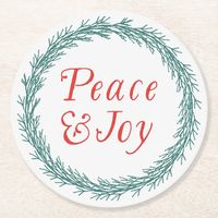 Peace & Joy Vintage Style Christmas Coasters | Zazzle