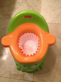 Coffee filter for easy poo removal!! Genius!