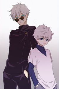 Killua Zoldyck ~ Satoru Gojo ~ Hunter x Hunter 2011 ~ HxH ~ jujutsu kaisen ~ anime icon ~ anime boy ~ manga ~ kawaii ~ anime art ~ anime fan art ~ anime
