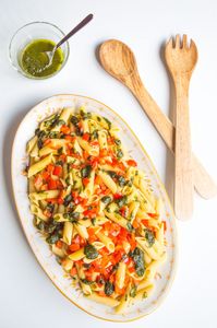 Red Pepper Pistou Pasta #vegan #gf #lowfodmap