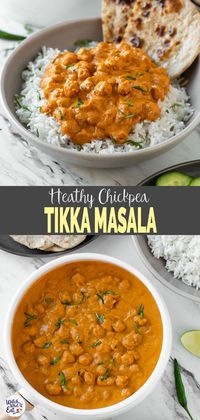 Enjoy authentic Indian flavors in this Healthy Chickpea Tikka Masala. Simple and easy vegetarian tikka masala recipe for a weeknight meal or to serve in a party. | #watchwhatueat #tikkamasala #chickpea #chickpeacurry #Indiancooking via @watchwhatueat