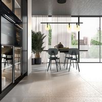 Slattedtan oak black thread | Urban lacquered brushed metal effect and black aluminum frame transparent glass | Lacquered brushed metal effect | Worktop: Unicolor laminate | Snack table: laminate | Groove and plinth: urban