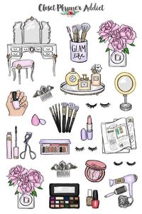 Ideas for bullet journal doodles - Makeup and Cosmetics #bujo hand drawing