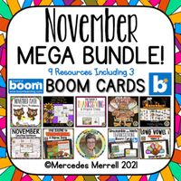 This Mega Bundle includes 9 of my NOVEMBER resources at great savings! You will find: November Math: Solving Story Problems offers practice with the necessary steps for solving mathematical word problems. The steps included are: read the story, circle the numbers or number words given, underline the...