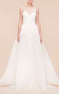 This **Georges Hobeika Bridal** Sleeveless Lace Gown features an A-Line silhouette with an illusion top panel sweetheart neckline underlay and full length skirt.#bohowedding #bohemianweddingdress #bohemianwedding #beautiful #afflink #boho #fashion #gorgeous