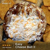 This Easy Cheese Ball calls for just cream cheese, Cheddar, ranch dressing, and pecans. “Like” if cheese balls are the life of the party. http://allrecipes.com/recipe/Easy-Cheese-Ball-II/Detail.aspx?lnkid=7171
