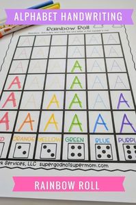 Looking for ways to help your preschool and kindergarten student to practice handwriting? Rainbow Roll is an alphabet handwriting worksheet that is perfect for you! It includes a color and black and white version for each letter of the alphabet. A perfect compliment to any letter of the week program! #handwriting #preschool #kindergarten #letteroftheweek