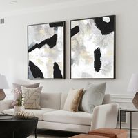 Printable Abstract Black and Gray Abstract Paintings Set of 2 - Etsy