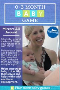 Even newborns love to play in front of mirrors! Spend time bonding with baby by talking about their reflection so they can learn about themselves! #babygames #babyplay #motordevelopment #learningthroughplay #babyactivities #newborn #newbornbaby #2monthsold #3monthsold #babytips #babyactivity #mirrorgames #mirrorplay Copyright © 2020 Pathways Foundation