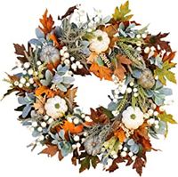 18 Inch Fall Wreaths for Front Door Farmhouse Decor Artificial Fall Wreath for Autumn Harvest Thanksgiving Wreaths Autumn Wreath Autumn Maples Leaf Pumpkin Berry Wreath : Amazon.co.uk: Home & Kitchen